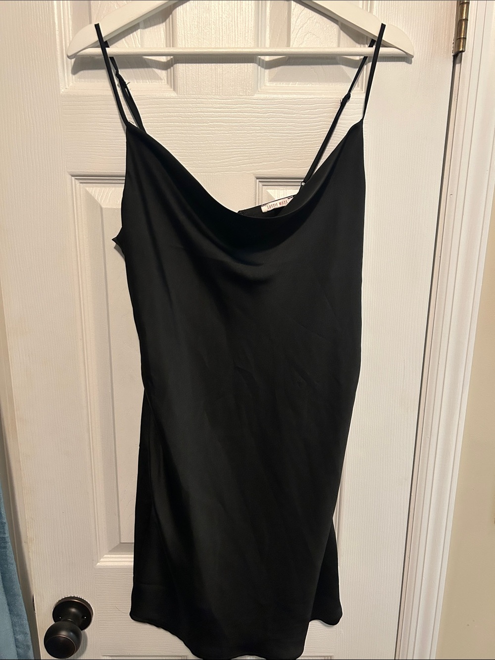 Classic Black Slip Dress with Cowl Neck